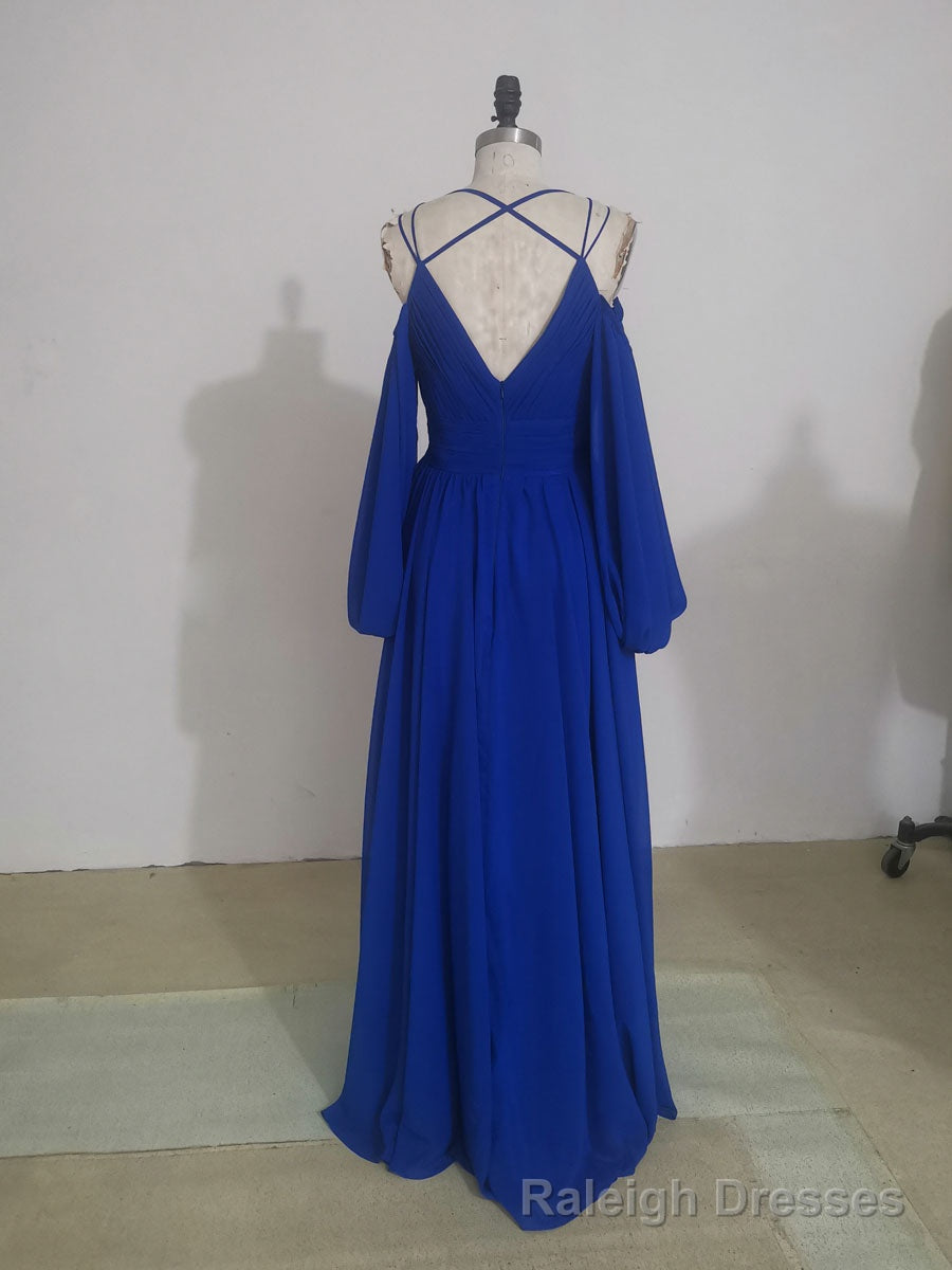 Simple A line Green Chiffon Long Prom Dress, Green Bridesmaid Dress