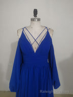 Simple A line Green Chiffon Long Prom Dress, Green Bridesmaid Dress