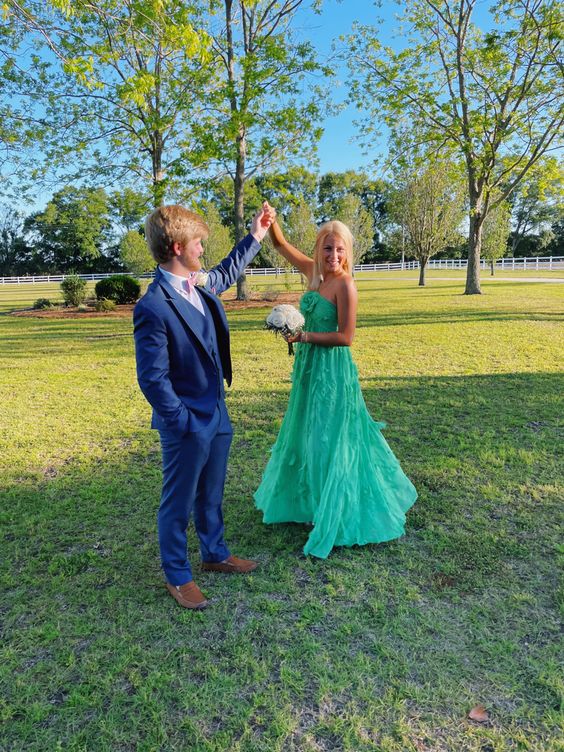 Simple A-Line Halter Long Green Prom Dresses Prom Dress