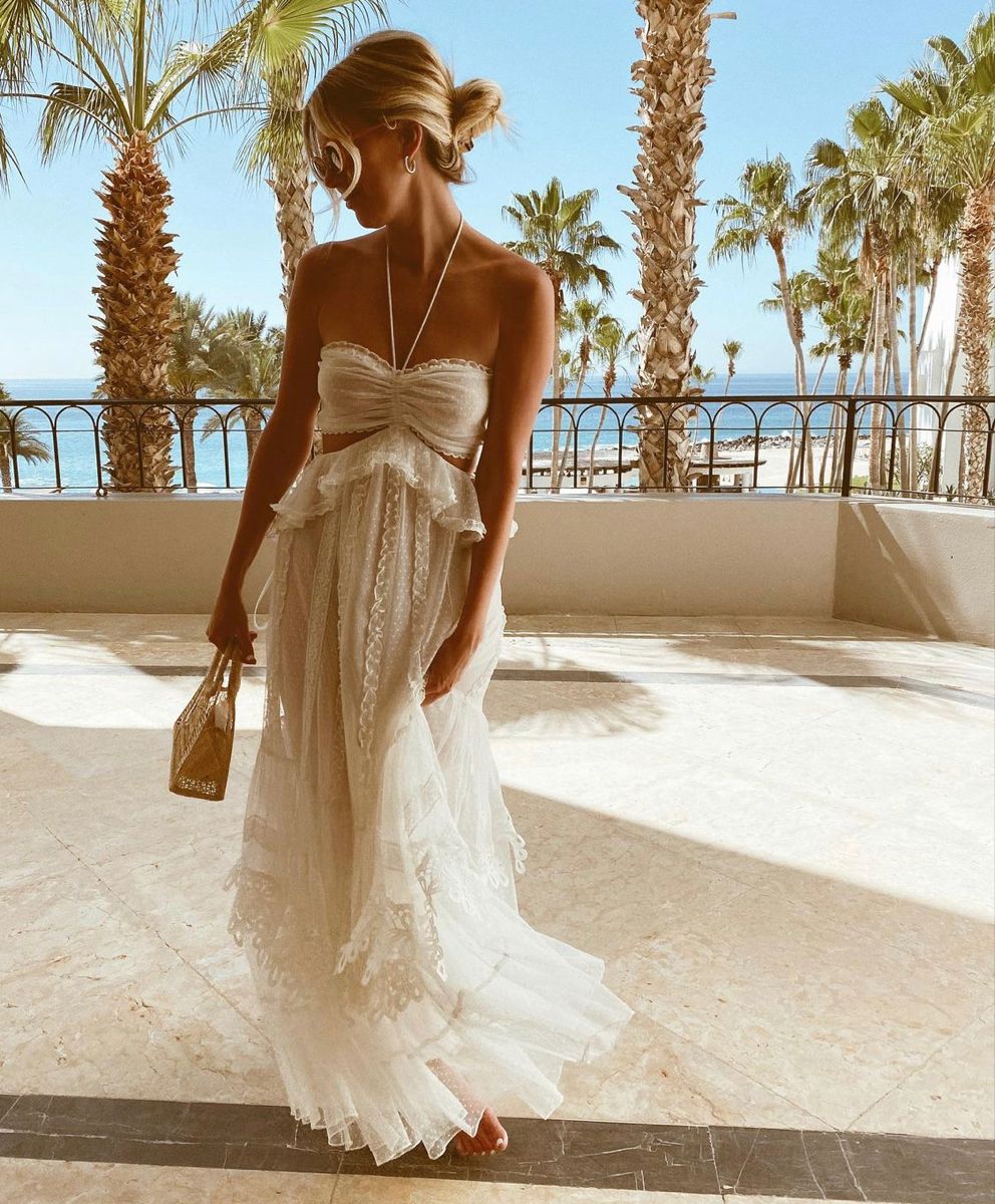 Simple A-Line Halter Tulle Champagne Long Prom Dress