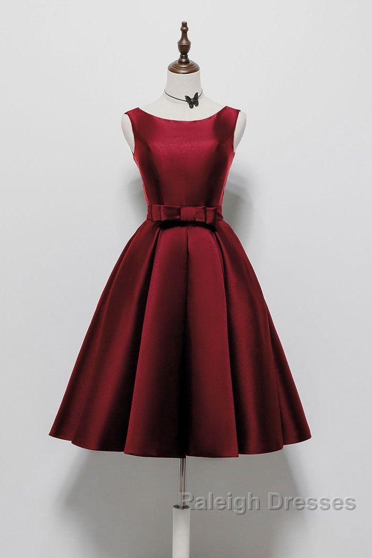 Simple A-Line Satin Black Short Prom Dresses Black Homecoming Dresses
