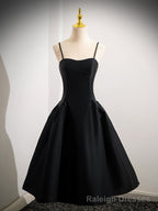 Simple A Line Satin Black Short Prom Dress, Cute Black Homecoming Dress