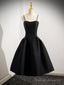 Simple A-Line Satin Black Short Prom Dress, Cute Black Homecoming Dress