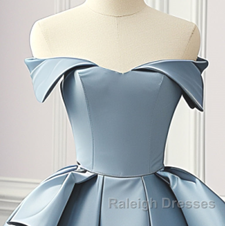 Simple A-Line Satin Blue Long Prom Dress, Blue Satin Long Formal Dress Secondary image