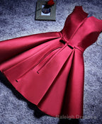 Simple A Line Satin Short Prom Dresses, Formal Bridesmaid Dresses