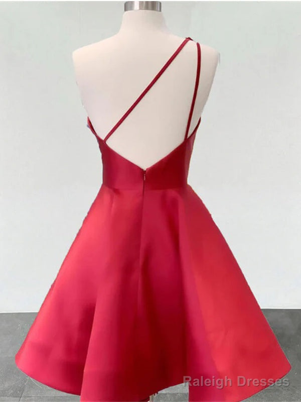 Simple A-Line Short Sweetheart Flowers One Straps Red Homecoming Dress Online
