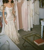 Simple A-Line Spaghetti Strap Light Champagne Satin Prom Dresses Prom Dresses