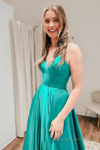 Simple A Line Spaghetti Straps Burgundy Long Prom Dress with Criss Cross Back