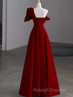Simple A Line Strapless Red Floor Length Prom Dress