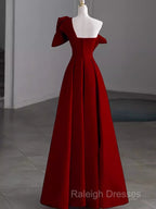 Simple A-Line Strapless Red Floor Length Prom Dresses