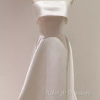 Simple A-Line Strapless Satin Ivory Wedding Dress