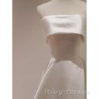 Simple A-Line Strapless Satin Ivory Wedding Dress