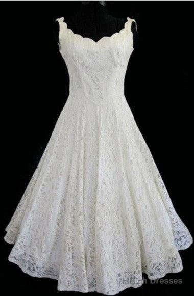 Simple A-Line Straps Jewel Knee-Length Lace Beach Wedding Dress Secondary image