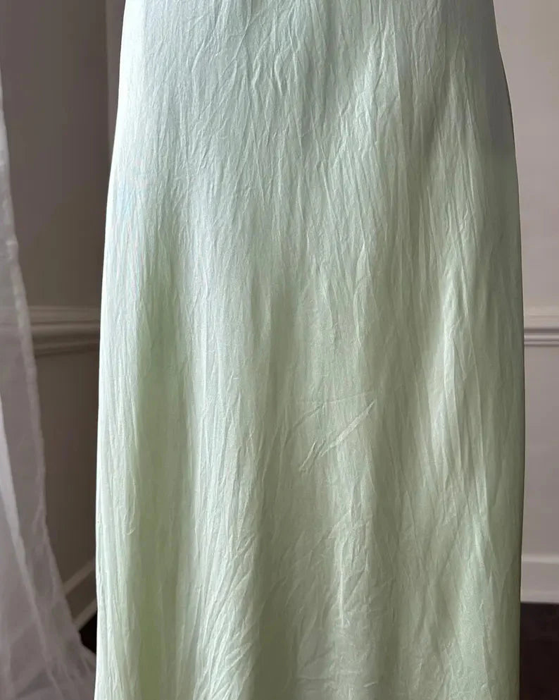 Simple A Line Straps Mint Green Long Formal Prom Dress Secondary image