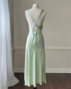 Simple A Line Straps Mint Green Long Formal Prom Dress