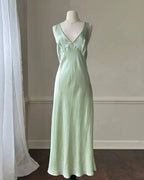 Simple A Line Straps Mint Green Long Formal Prom Dress
