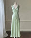 Simple A Line Straps Mint Green Long Formal Prom Dress