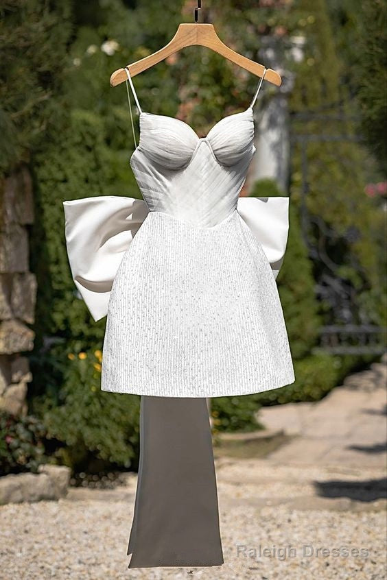 Simple A Line Straps White Sequin Homecoming Dress 16Th Birthday Outfits