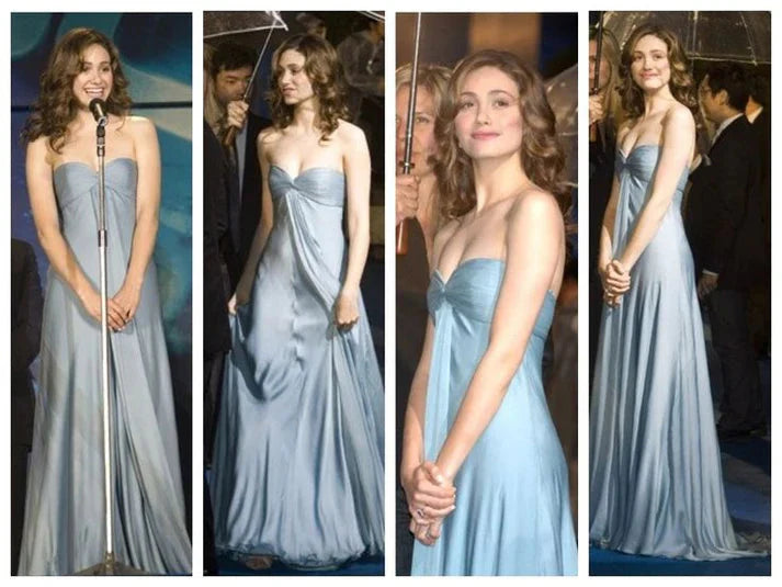 Simple A-Line Sweetheart Blue Satin Long Prom Dresses Formal Evening Dress Secondary image