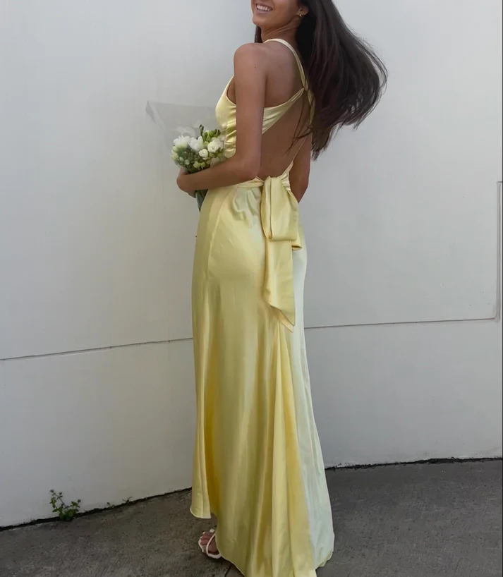 Simple A-Line V Neckline Grape Satin Prom Dress Long Prom Dresses