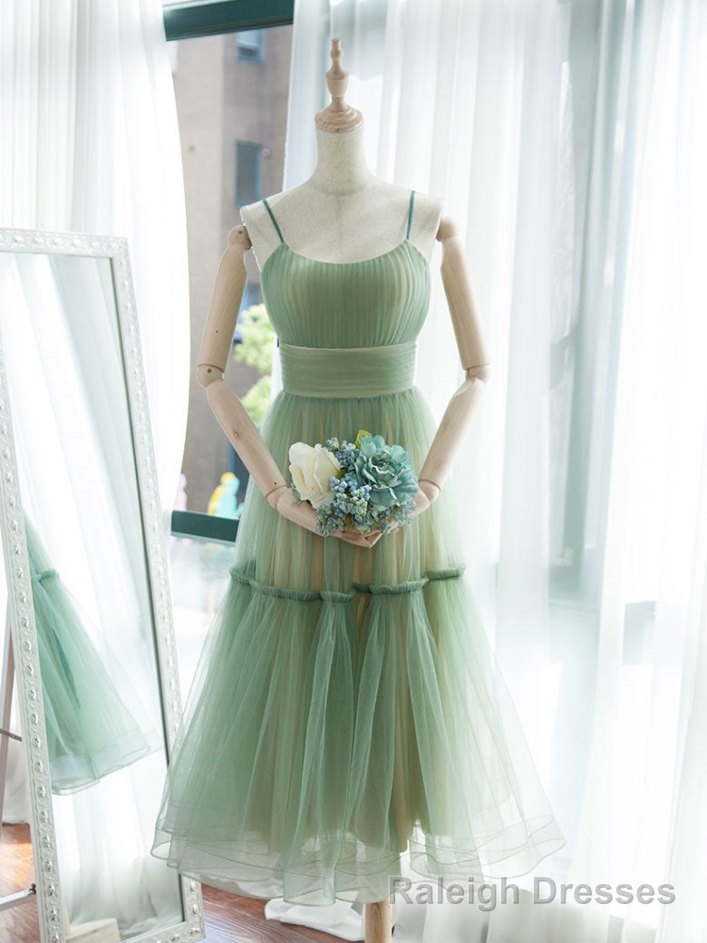 Simple Aline Tulle Green Short Prom Dress, Tulle Green Homecoming Dress Secondary image