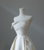 Simple And Elegant White Satin A-Line Wedding Dress