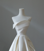 Simple And Elegant White Satin A-Line Wedding Dress