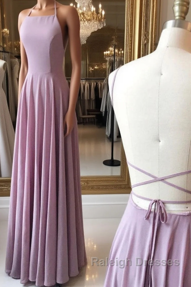 Simple backless chiffon long prom dress, evening dress