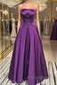 Simple Backless Purple Satin Long Prom Dress Backless Purple Prom Dress Purple Prom Dress