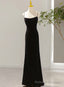 Simple Black Low Back Long Prom Dress, Black Floor Length Prom Dress