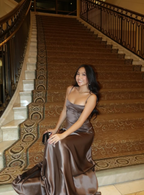 Simple Brown Spaghetti Straps A-Line Prom Dresses Prom Dresses