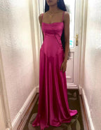 Simple Brown Spaghetti Straps A-Line Prom Dresses Prom Dresses
