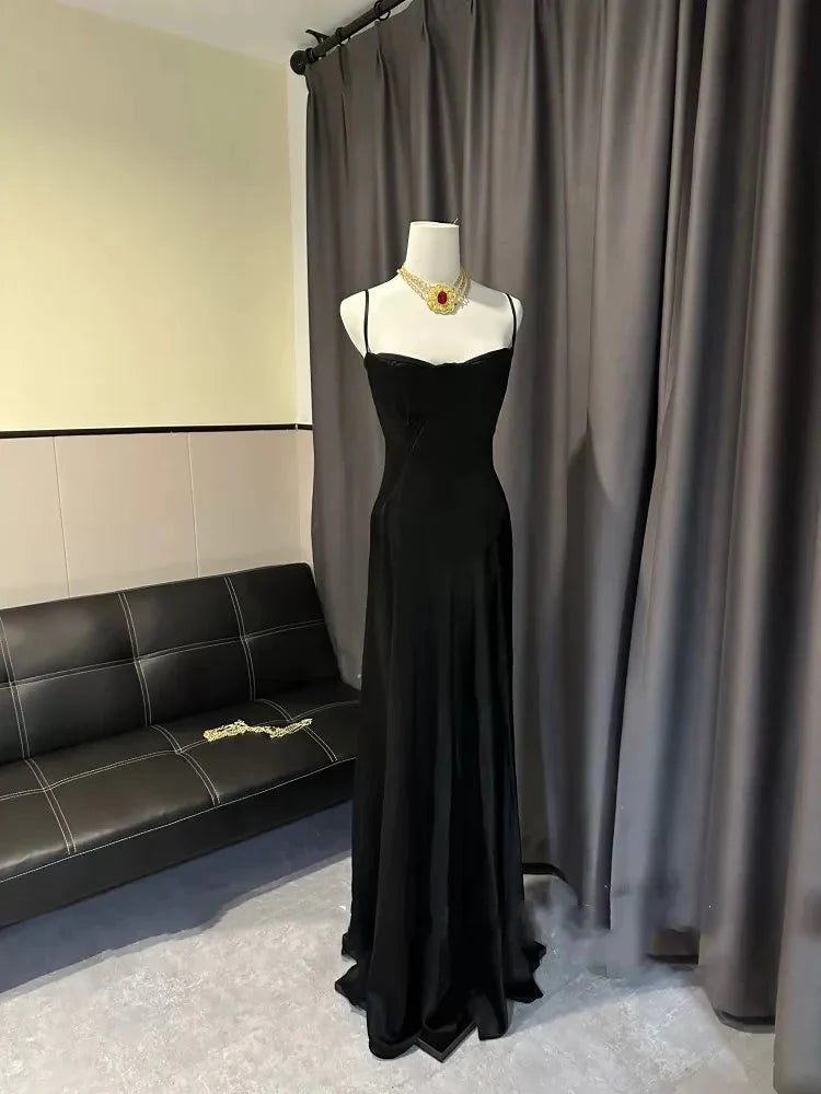 Simple Brown Spaghetti Straps A-Line Prom Dresses Prom Dresses