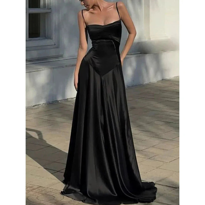 Simple Brown Spaghetti Straps A-Line Prom Dresses Prom Dresses