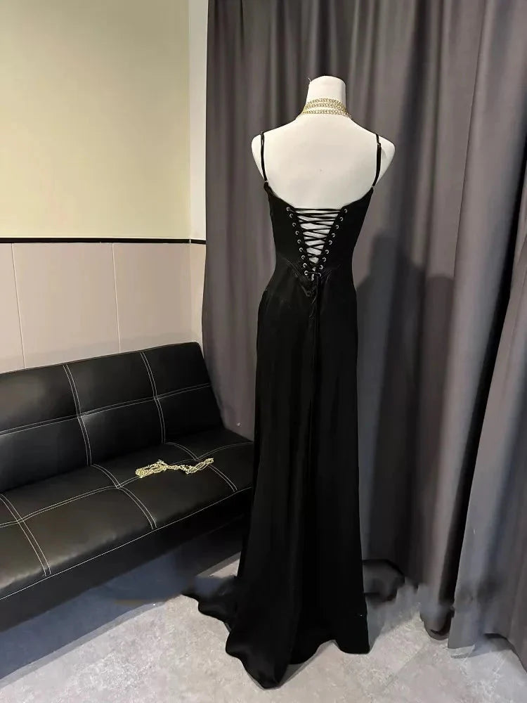 Simple Brown Spaghetti Straps A-Line Prom Dresses Prom Dresses