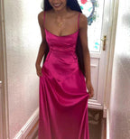 Simple Brown Spaghetti Straps A-Line Prom Dresses Prom Dresses