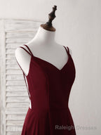 Simple Burgundy Chiffon Long Prom Dress Backless Prom Dress