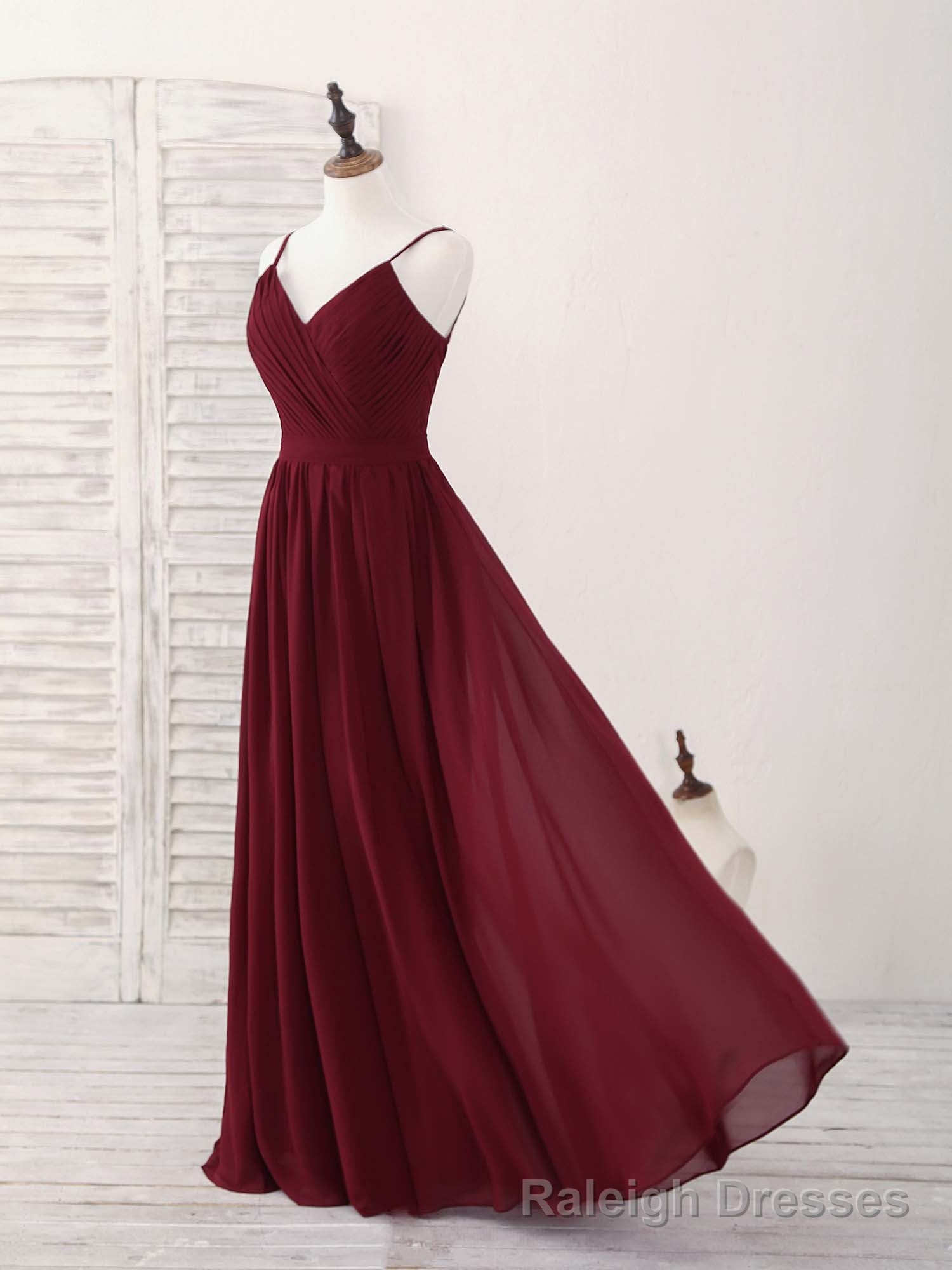Simple Burgundy Chiffon Long Prom Dress, Burgundy Prom Dress