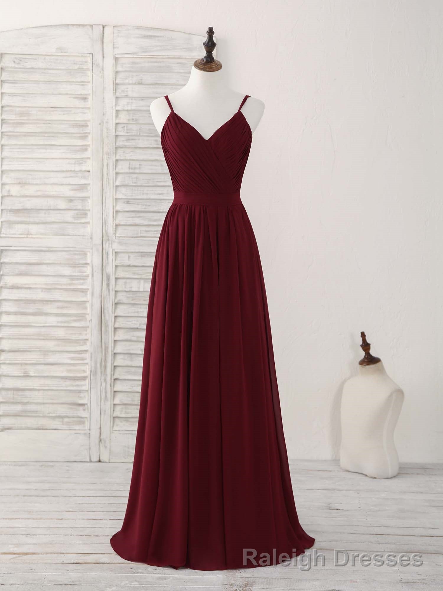Simple Burgundy Chiffon Long Prom Dress, Burgundy Prom Dress