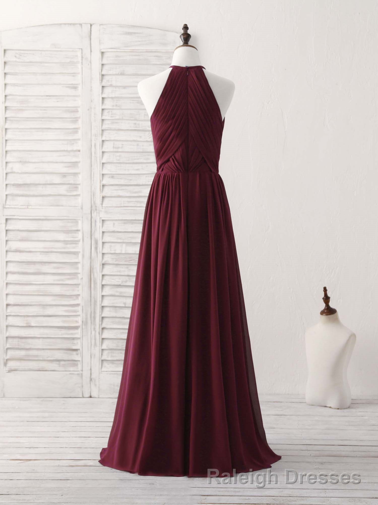 Elegant Burgundy Chiffon Long Prom Dress,Evening Gowns main image 1
