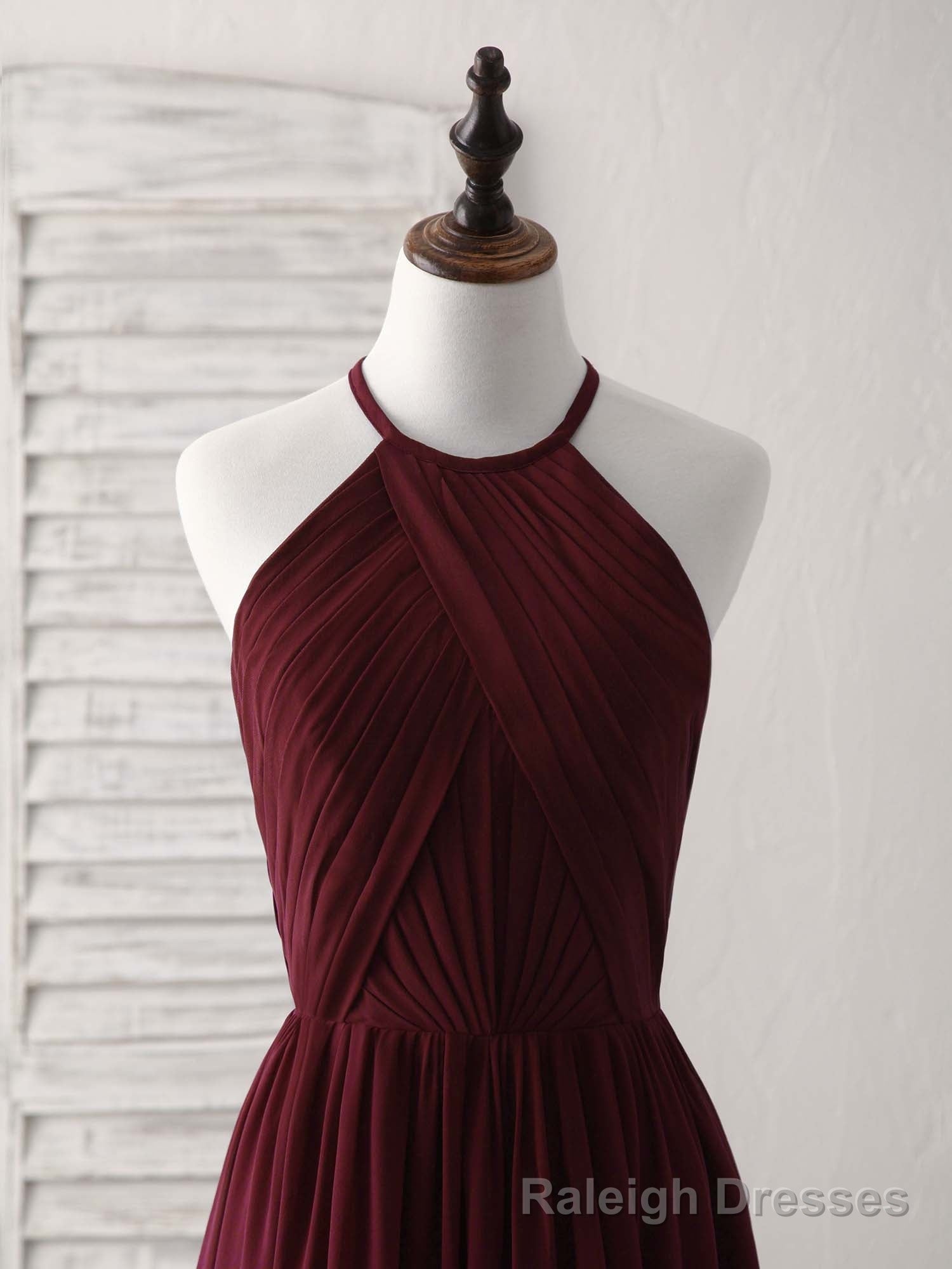 Simple Burgundy Chiffon Long Prom Dress, Burgundy Evening Dress