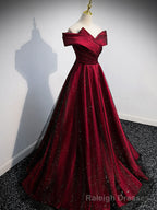 Simple Burgundy Satin Long Prom Dress, Burgundy Prom Dresses