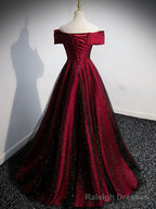 Simple Burgundy Satin Long Prom Dress, Burgundy Prom Dresses