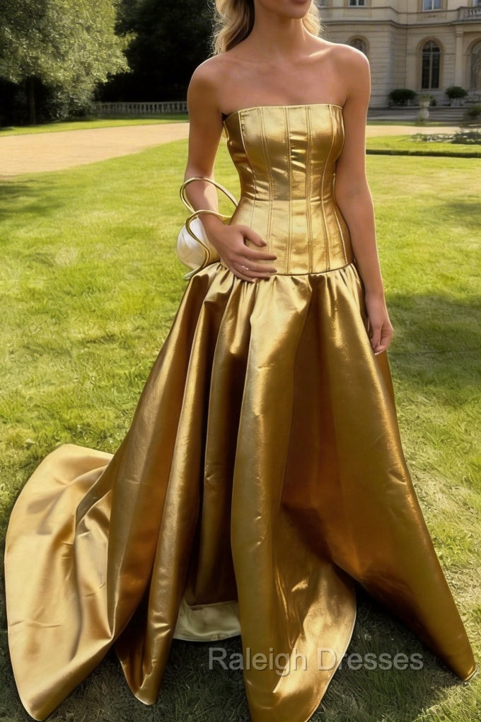 Simple Burgundy Strapless A-line Long Prom Dress