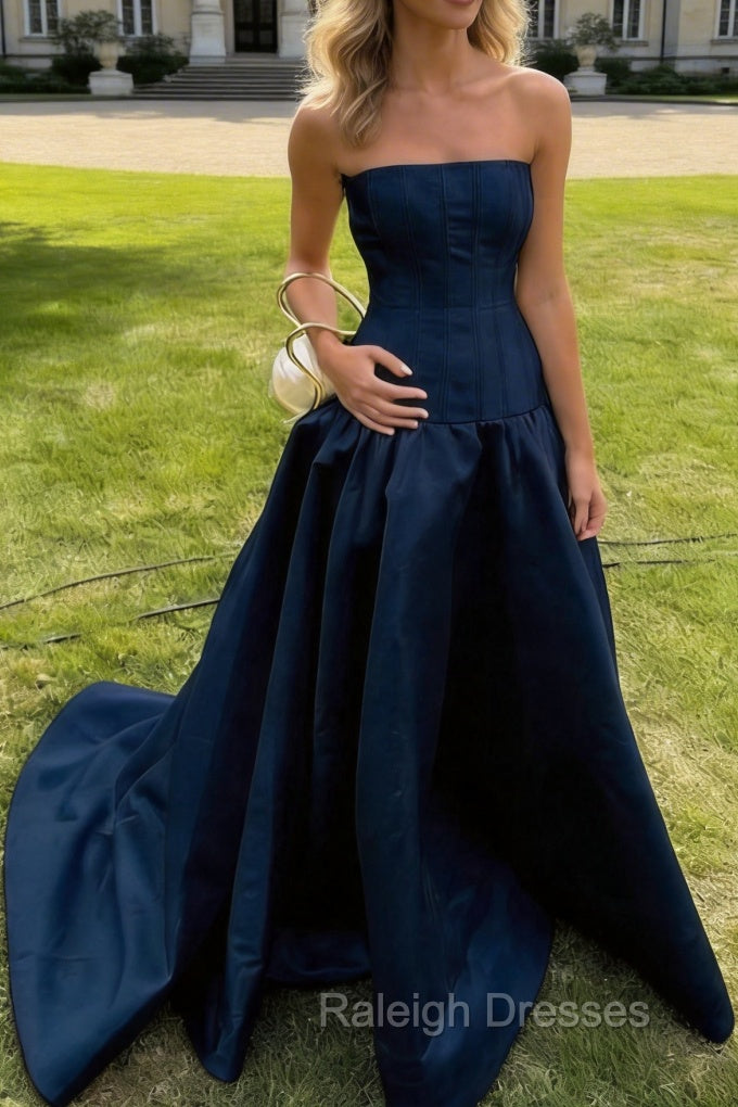 Simple Burgundy Strapless A-line Long Prom Dress