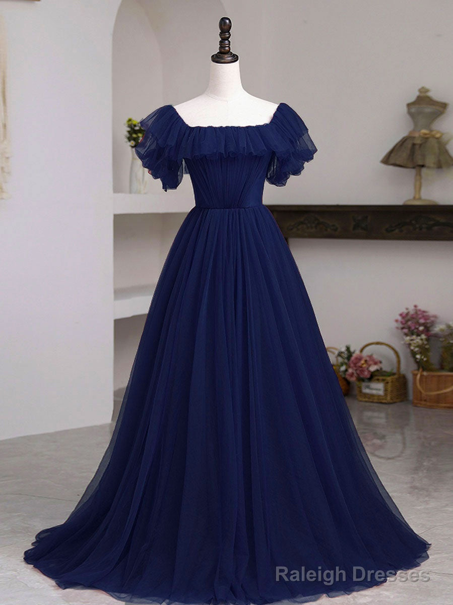 Simple Burgundy Tulle A Line Evening Dress, Burgundy Evening Dress