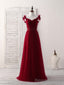 Simple Burgundy Tulle Long Prom Dress Burgundy Bridesmaid Dress