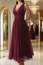 Simple burgundy tulle prom dress tulle burgundy formal dress