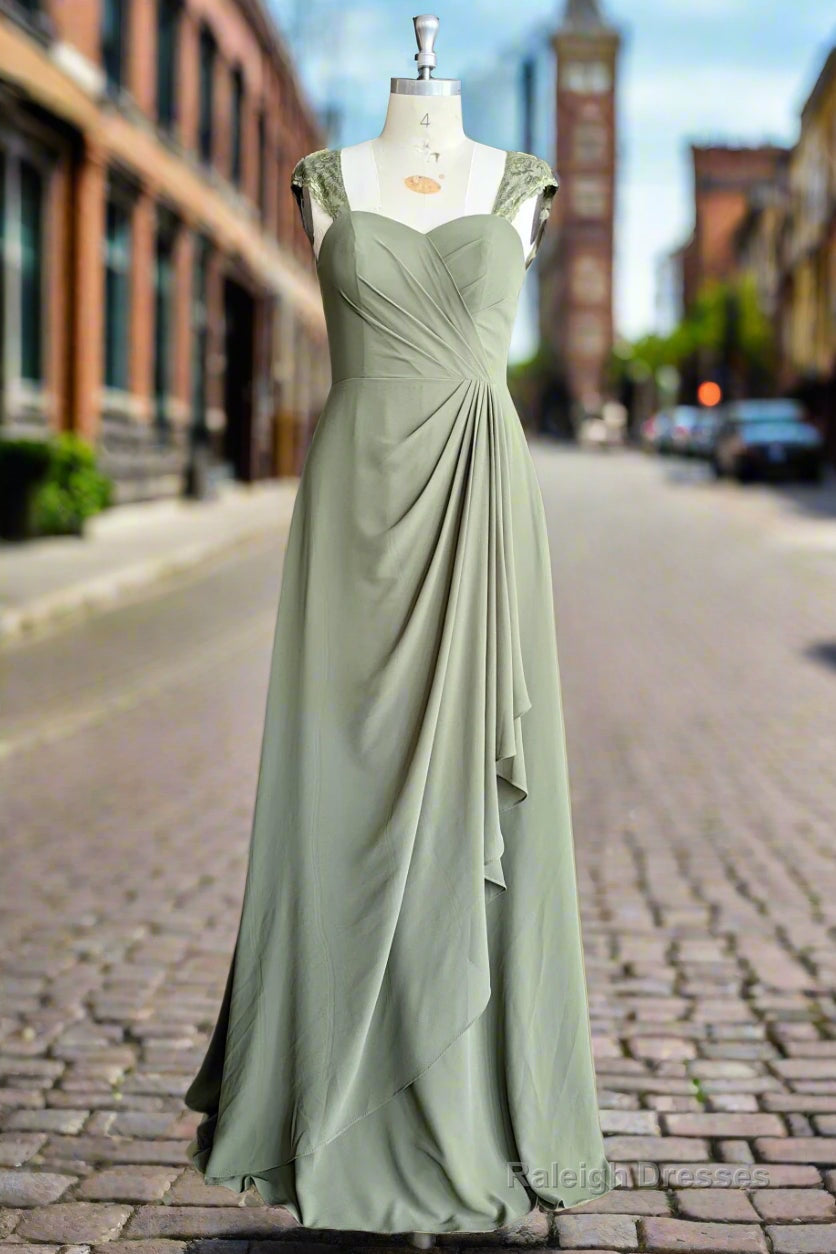 Simple Cap Sleeves Chiffon Floor Length Bridesmaid Dresses Main image