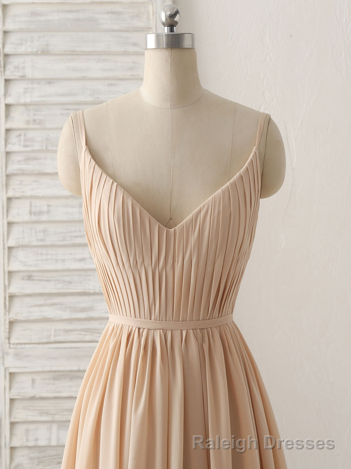 Simple Champagne Long Prom Dresses V Neck Chiffon Bridesmaid Dress